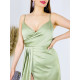 Hosszú luxus női alkalmi ruha hasítékkal - zöld