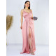 Hosszú luxus női alkalmi ruha hasítékkal - rózsaszínű