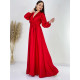 Hosszú női alkalmi ruha hosszú ujjal Vanes - piros