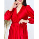 Hosszú női alkalmi ruha hosszú ujjal Vanes - piros