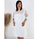 Exkluzív női fehér alkalmi ruha díszkövekkel molett hölgyeknek 