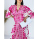 Exkluzív hosszú női kimonó/ruha gombokkal - rózsaszínű