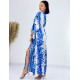 Exkluzív hosszú női kimonó/ruha gombokkal - kék