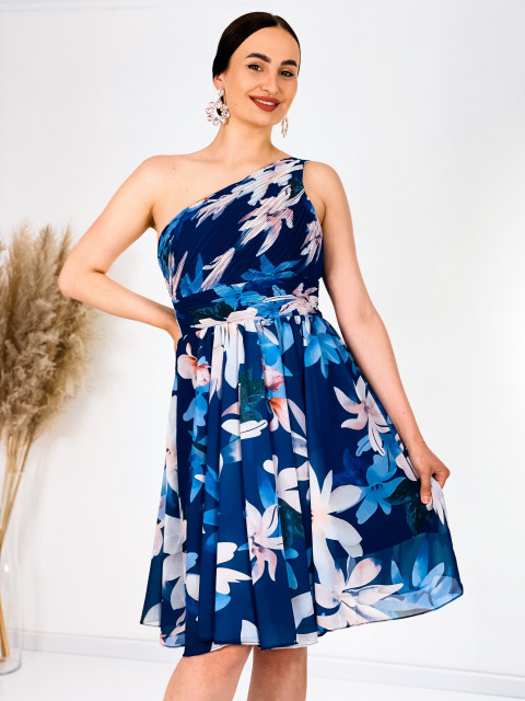 Női virágmintás ruha DITA - kék