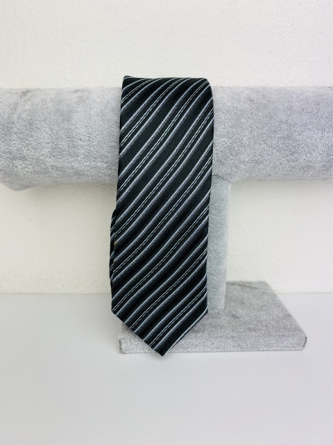 Férfi szürke-fekete keskeny nyakkendő