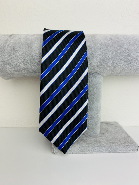 Férfi kék-fekete keskeny nyakkendő