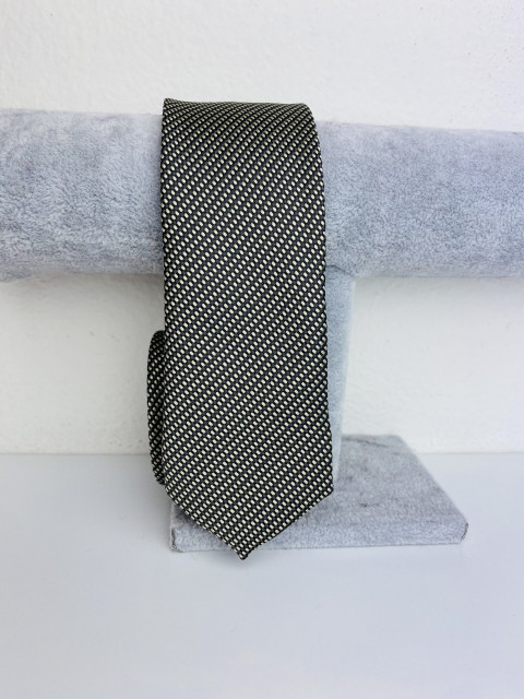 Férfi bézs-fekete keskeny nyakkendő