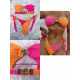 Exkluzív női narancssárga-rózsaszínű kétrészes fürdőruha kristályokkal