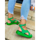 Női nyári platform szandál boka körüli rögzítéssel - zöld