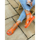 Női nyári platform szandál boka körüli rögzítéssel - narancssárga