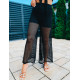 Női horgolt szett: crop top + nadrág - fekete
