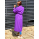 Hosszú luxus női lila trench kabát övvel és gombokkal