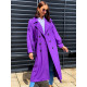 Hosszú luxus női lila trench kabát övvel és gombokkal