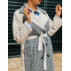 Hosszú luxus női bézs trench kabát pepita mintával
