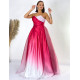 Exkluzív hosszú női rózsaszínű alkalmi ruha