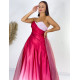 Exkluzív hosszú női rózsaszínű alkalmi ruha