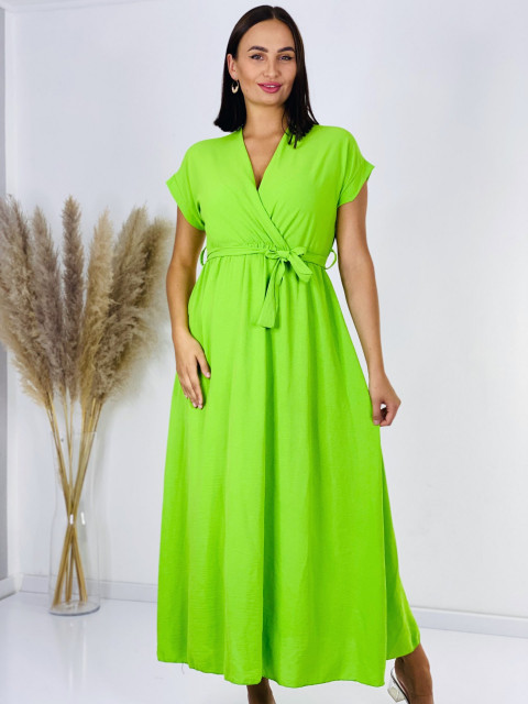 Női zöld midi ruha övvel