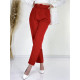 Elegáns női piros nadrág magas derékkal és övvel LIA