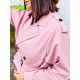 Női rövid trench kabát övvel - rózsaszínű