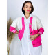 Női oversize pulóver/kabát gombokkal és zsebekkel - rózsaszínű