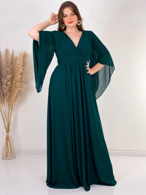 Hosszú női zöld alkalmi ruha Grece