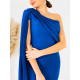 Női elasztikus alkalmi ruha gyűrődéssel - kék