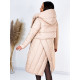 Hosszú női átvarrt télikabát kapucnival - bézs