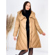 Hosszú női átvarrt télikabát kapucnival - barna