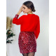 Női kombinált alkalmi ruha flitteres szoknyával - piros