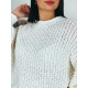 Női kötött oversize pulóver széles ujjal - fehér