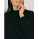 Női kötött oversize pulóver széles ujjal - fekete