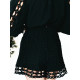 Exkluzív női fekete csipkés szett: blúz + rövidnadrág