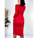 Női kombinált ruha flitteres felsővel - piros