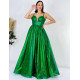 Hosszú luxus, női csillogó alkalmi ruha kötővel - zöld