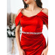 Hosszú női piros alkalmi ruha SERENA molett hölgyeknek is