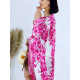 Exkluzív hosszú női kimonó/ruha gombokkal - rózsaszínű - SÉRÜLT