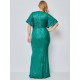 Hosszú luxus női alkalmi ruha flitterekkel - zöld