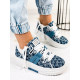 Női mintás cipő platformmal - kék