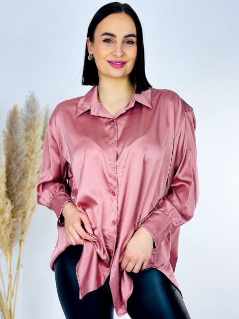 Női szatén oversize hosszúkás ing - órózsaszínű