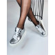 Női fémes csillogású cipő platformmal - ezüst