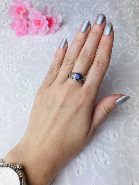 Női ezüst gyűrű lila kristállyal 5