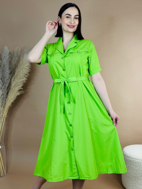 Női zöld midi ingruha övvel