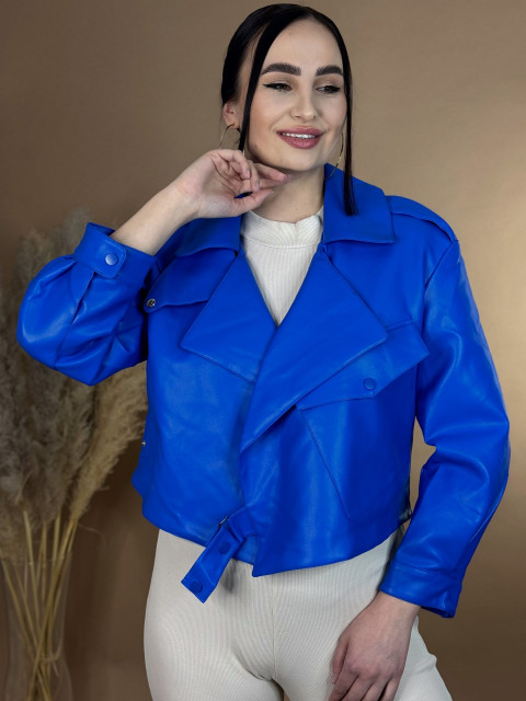 Női kék oversize matt műbőr dzseki LUSA