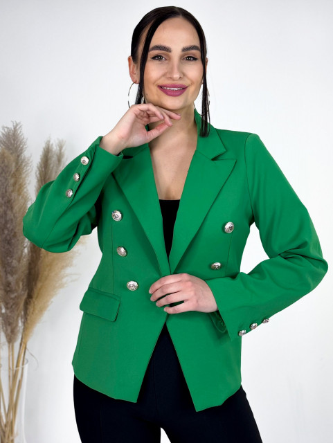 Elegáns női zakó gombokkal és zsebekkel - zöld