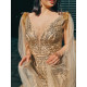 Luxus női csillogó alkalmi ruha fűzővel - arany