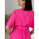 Rövid női neon rózsaszínű ruha vastag övvel